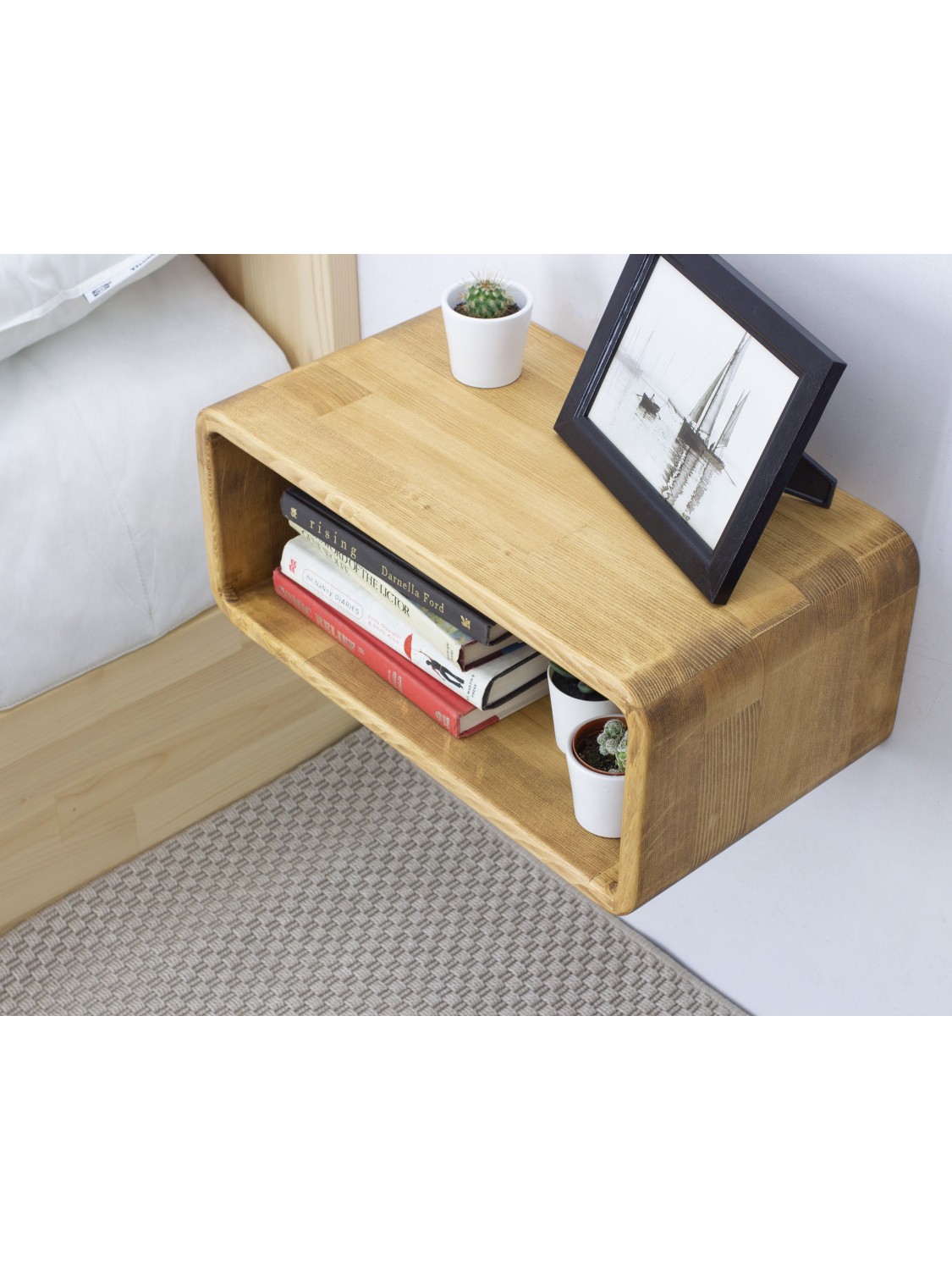 Oak Colored Floating Nightstand