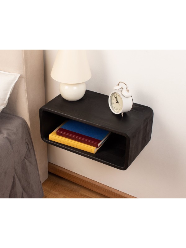 Black Wood Floating Nightstand