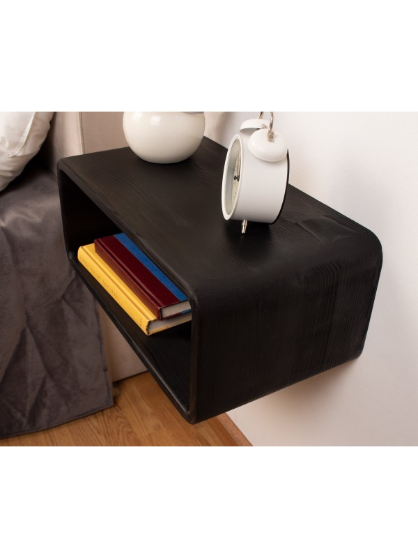 Black Wood Floating Nightstand