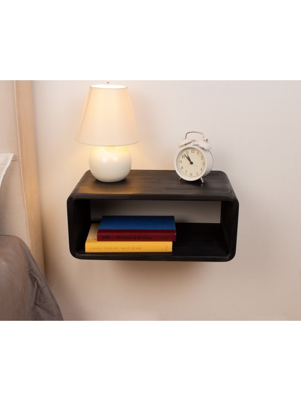 Black Wood Floating Nightstand