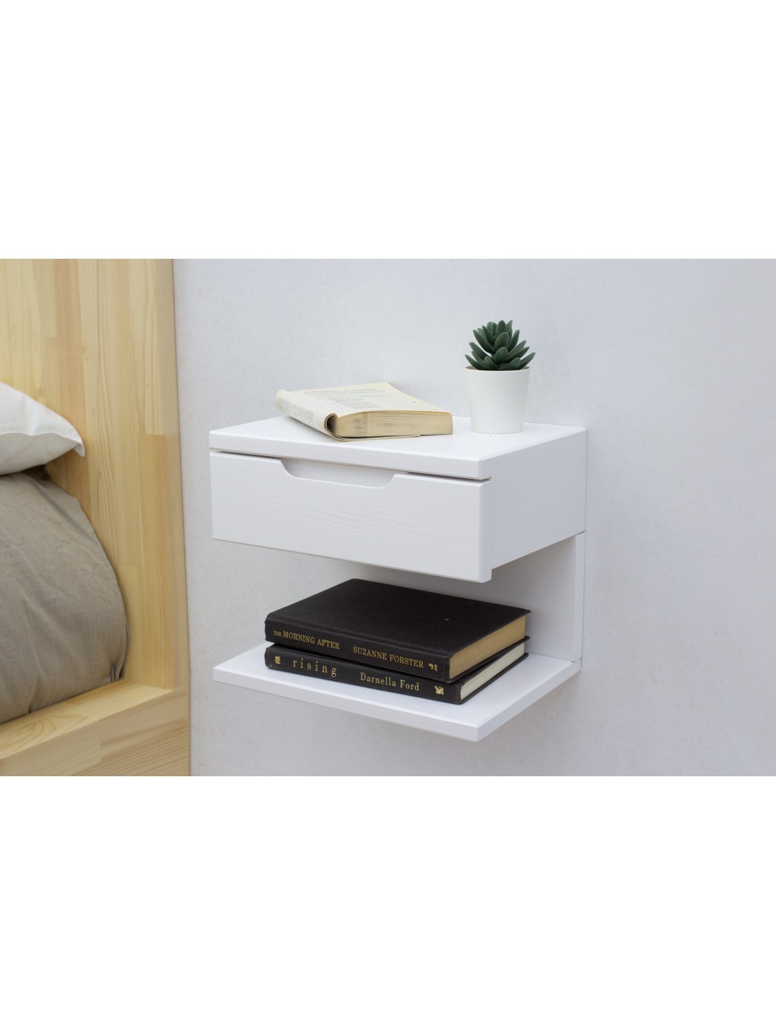 White Floating Nightstand with Drawer