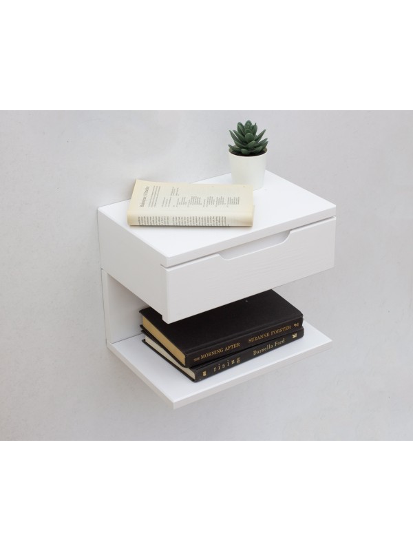 White Floating Nightstand with Drawer