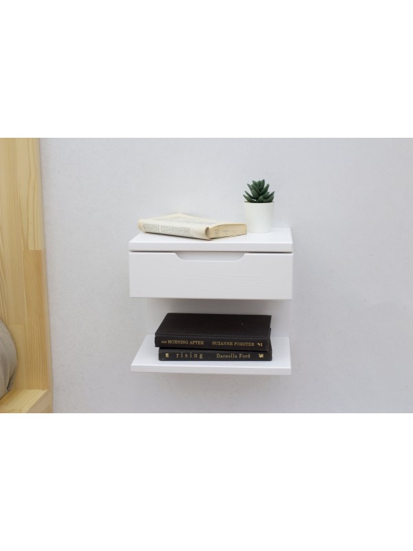 White Floating Nightstand with Drawer