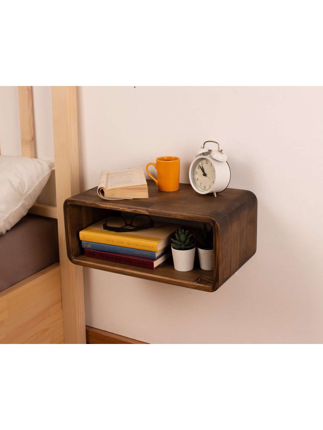 Walnut Colored Floating Nightstand