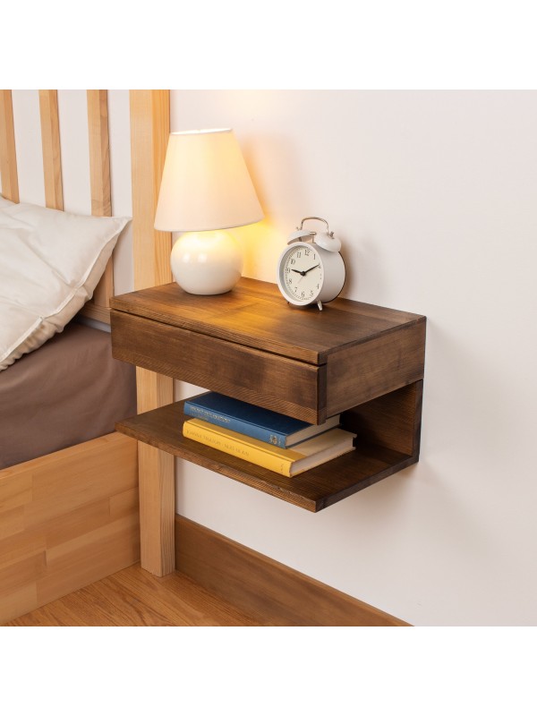 Walnut Wood Floating Nightstand