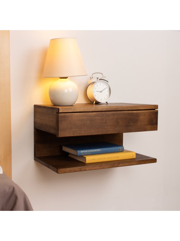 Walnut Wood Floating Nightstand