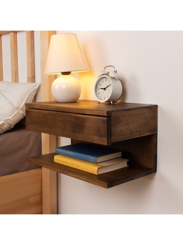 Walnut Wood Floating Nightstand