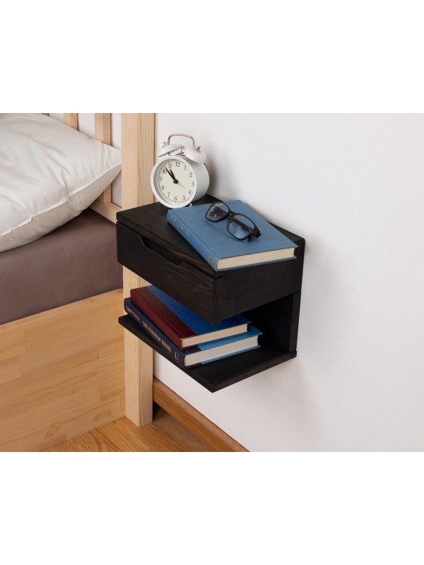 Black Wall Mounted Nightstand with Drawer