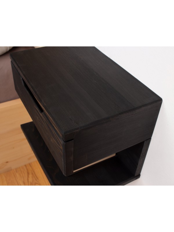 Black Wall Mounted Nightstand with Drawer