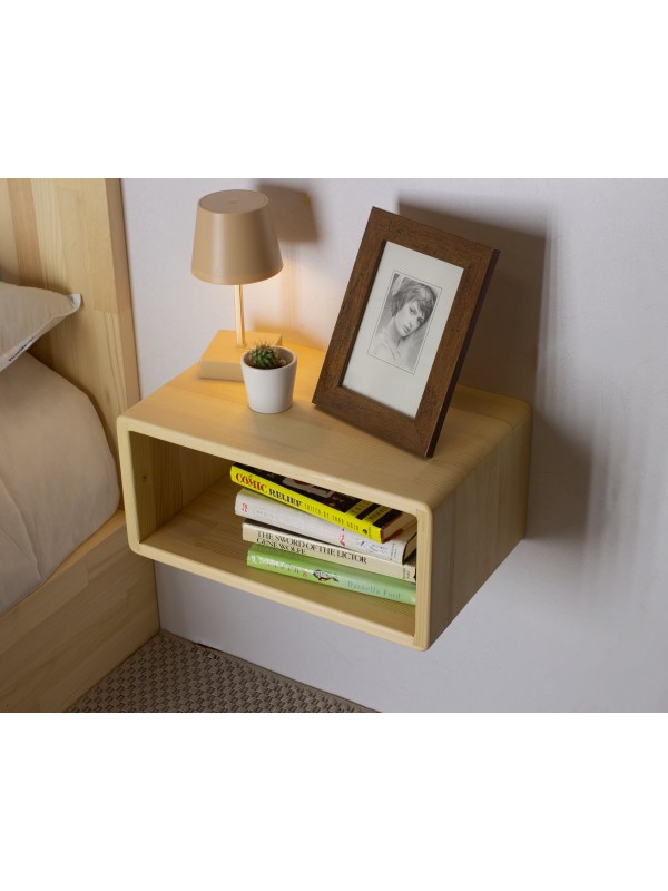 Burlywood Wood Floating Nightstand