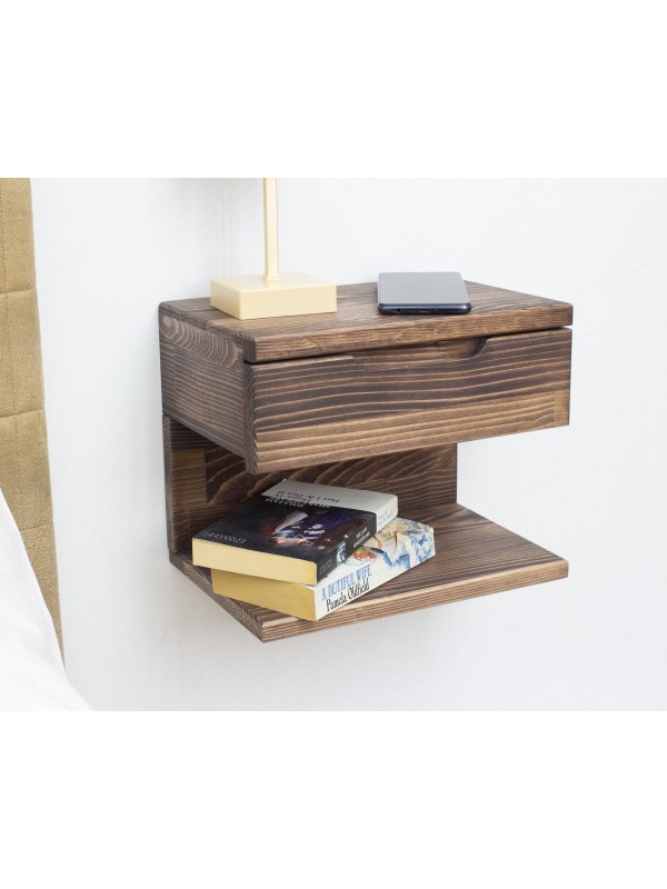 Wall Mounted Wood Nightstand with Drawer