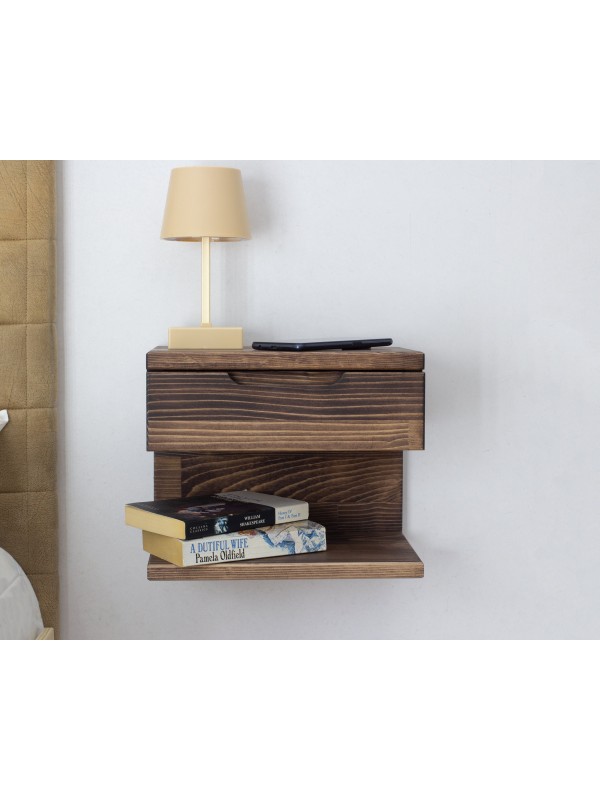 Wall Mounted Wood Nightstand with Drawer