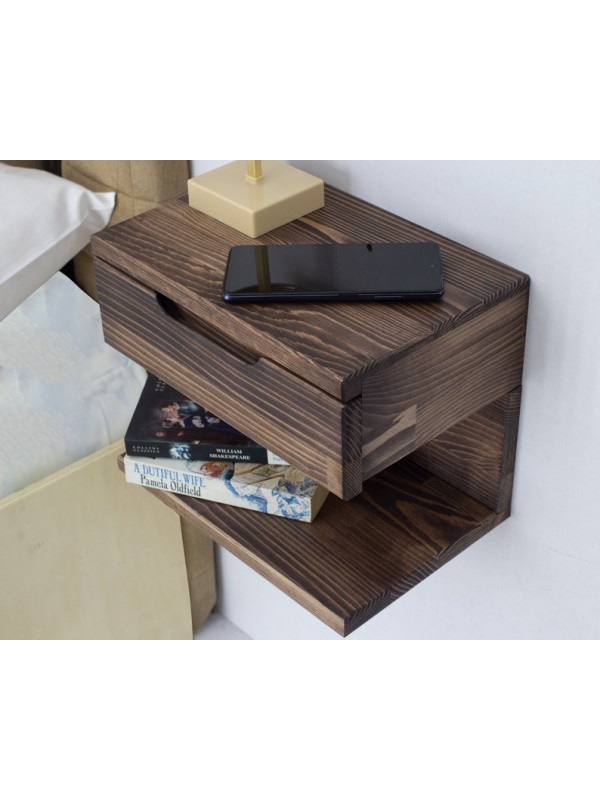 Wall Mounted Wood Nightstand with Drawer