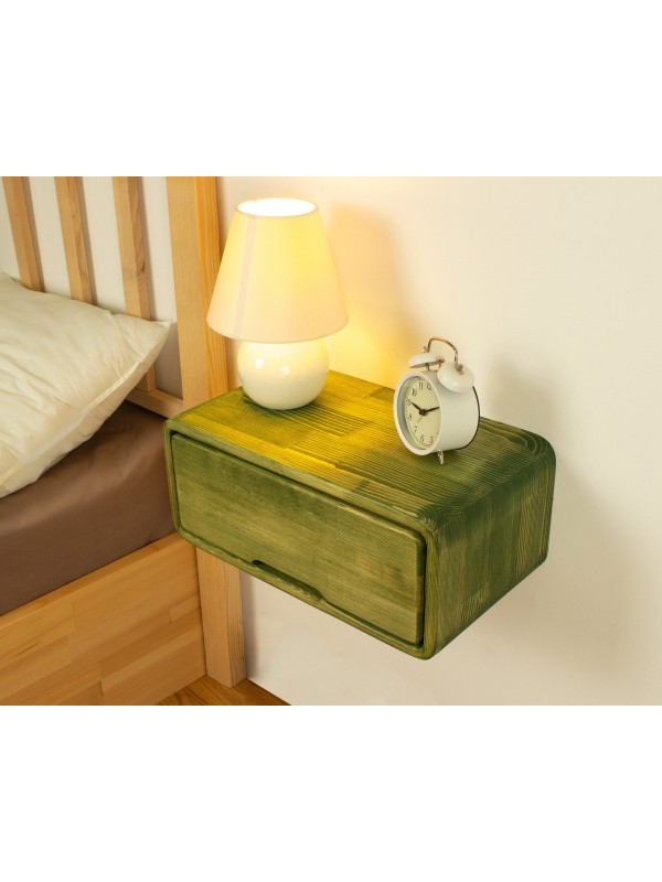 Green Floating Nightstand with Drawer