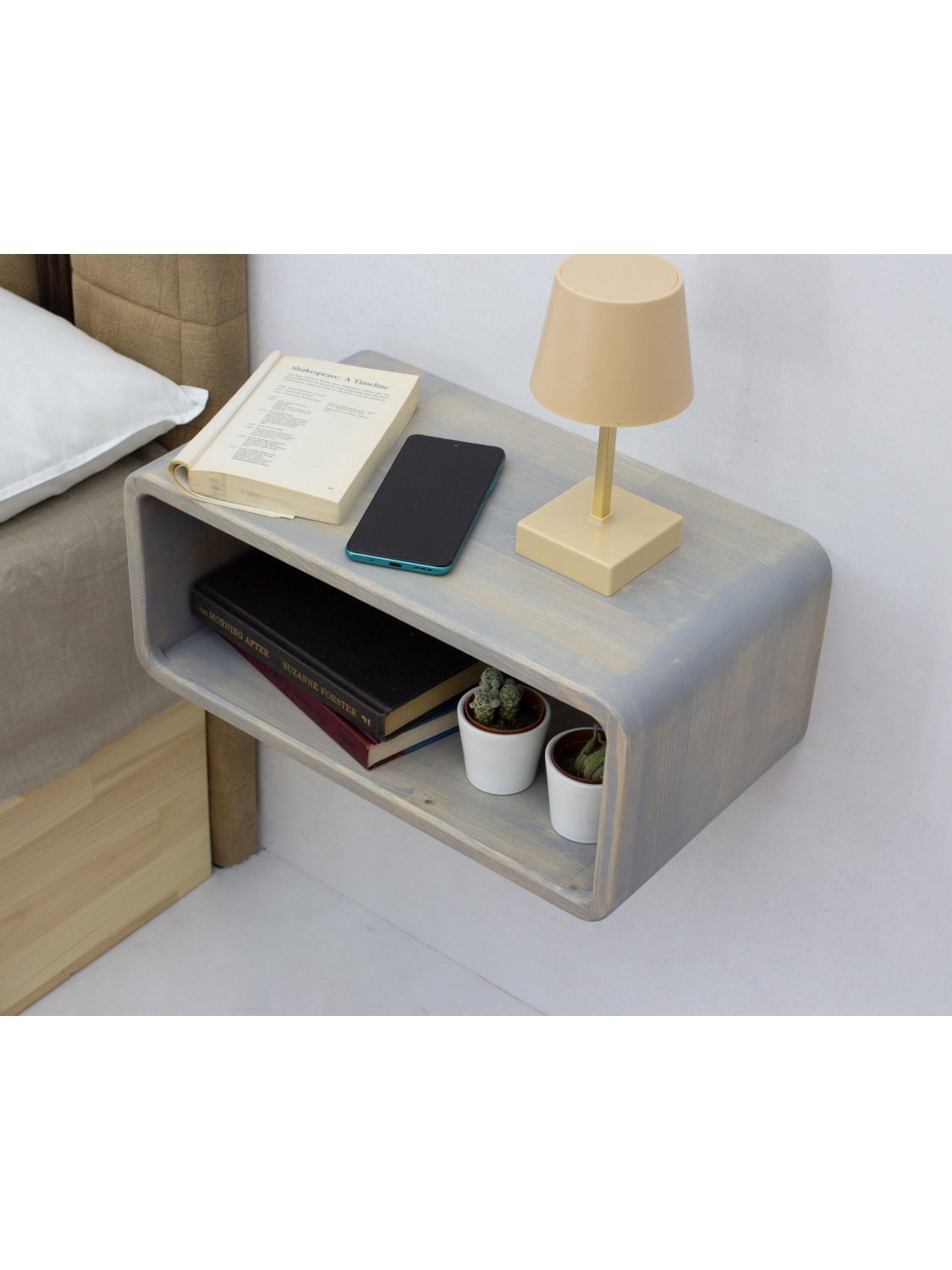 Unique Wooden Floating Nightstand